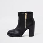 River Island Womens Chunky Side Zip Block Heel Ankle Boots