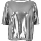 River Island Womens Silver Boxy Strap Back T-shirt