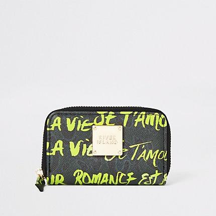 River Island Womens Graffiti Print Mini Zip Around Purse