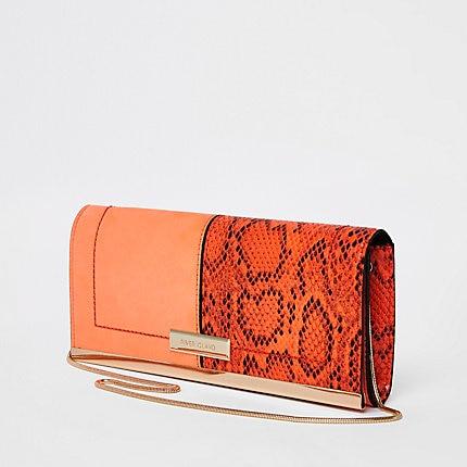 River Island Womens Snake Print Panel Clutch