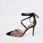 River Island Womens Leopard Print Leather Strappy Court Shoe