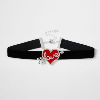 River Island Womens Velvet 'love' Heart Choker