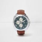 River Island Mens Strap Round Turquoise Face Watch