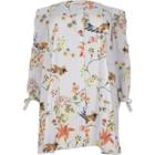 River Island Womens Plus Stripe Bird Print Bardot Dress