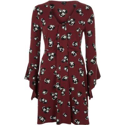 River Island Womens Floral Knot Panel Front Jersey Dress