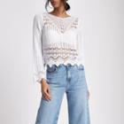 River Island Womens White Crotchet Knit Tassel Crop Top