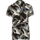 River Island Mens Bird Print Short Sleeve Shirt