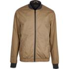 River Island Mensbrown Casual Contrast Neck Bomber Jacket