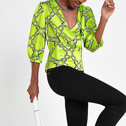River Island Womens Chain Print Double Breasted Blouse