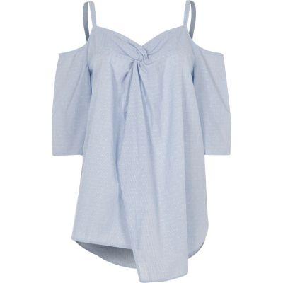 River Island Womens Cold Shoulder Twist Front Top