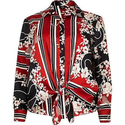 River Island Womens Plus Print Tie Front Shirt