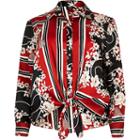 River Island Womens Plus Print Tie Front Shirt