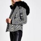 River Island Womens Printed Faux Fur Hood Fitted Coat