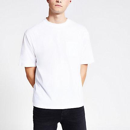 River Island Mens White Short Sleeve Boxy T-shirt
