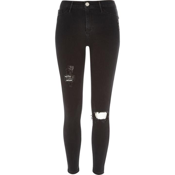 River Island Womens Washed Ripped Molly Jeggings