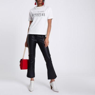 River Island Womens White 3d Petal Flower Neck T-shirt