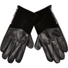 River Island Mensblack Leather Zip Side Gloves