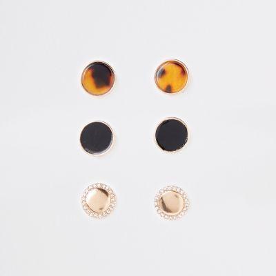 River Island Womens Gold Tone Diamante Stud Multipack