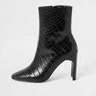 River Island Womens Croc Embossed High Heel Ankle Boot