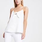 River Island Womens Petite White Bow Front Cami Top