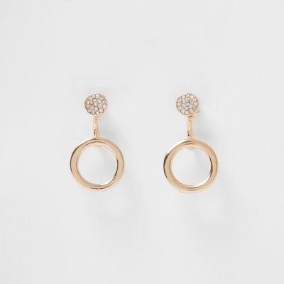 River Island Womens Gold Tone Circle Front And Back Earrings