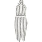 River Island Womens White Stripe Wrap Halter Neck Bodycon Dress