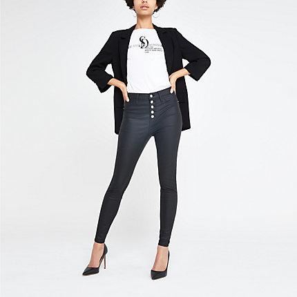River Island Womens Hailey Coated High Rise Jeans