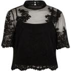 River Island Womens High Neck Lace Crop Top