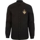 River Island Mens Heart Embroidered Slim Fit Shirt