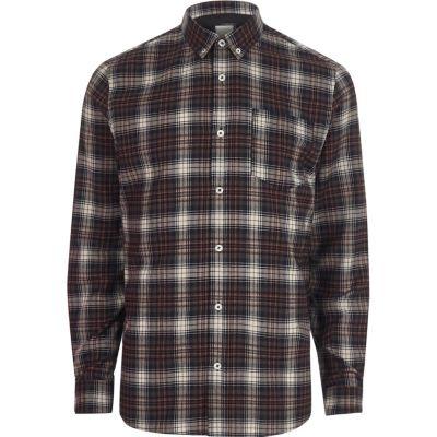 River Island Mens Check Button-down Oxford Shirt