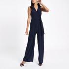 River Island Womens Petite Halterneck Tie Front Jumpsuit