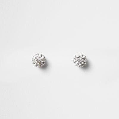 River Island Womens Silver Tone Diamante Encrusted Stud Earrings