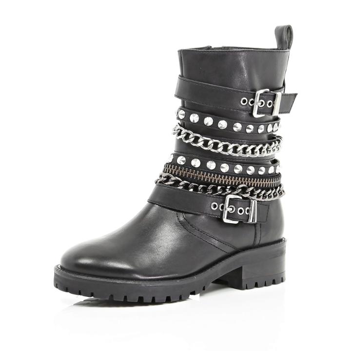 River Island Womens Embellished Biker Boots