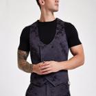 River Island Mens Floral Double-breasted Vest