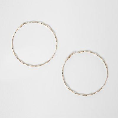 River Island Womens Gold Tone Thin Wavy Hoop Earrings