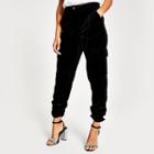 River Island Womens Velvet Ruched Hem Cargo Trousers