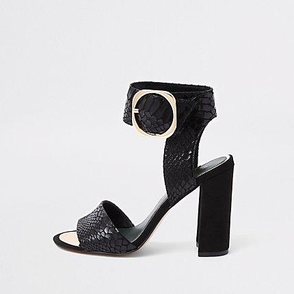 River Island Womens Croc Embossed Block Heel Sandals