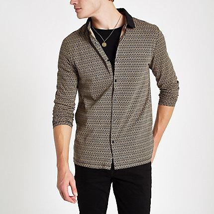 River Island Mens Ri Print Slim Fit Button-up Shirt
