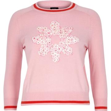 River Island Womens Design Forum Embellished Flower Sweater