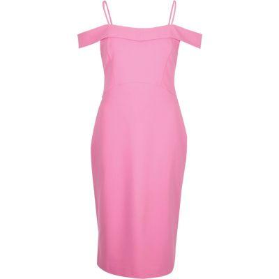 River Island Womens Bardot Fitted Midi Dress