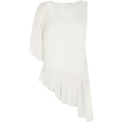 River Island Womens Asymmetric Frill Hem Top