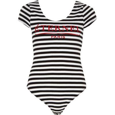 River Island Womens Stripe 'eternel' Scoop Neck Bodysuit