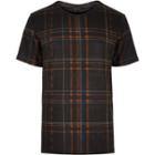 River Island Mensblack Bold Check Print T-shirt