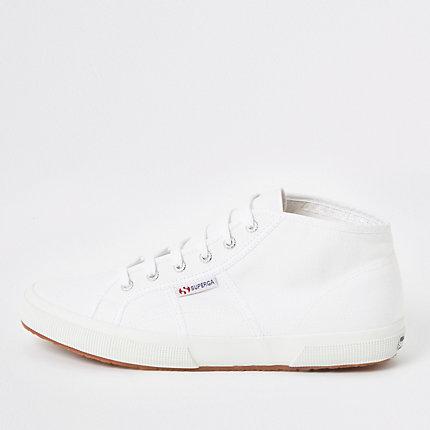 River Island Mens Superga White Midtop Classic Runner Sneakers