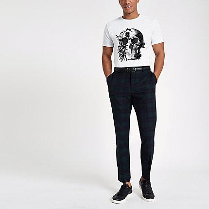River Island Mens Check Slim Fit Smart Pants