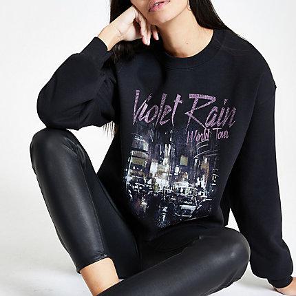 River Island Womens 'violet Rain' Sequin Print Sweatshirt