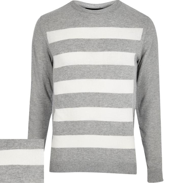 River Island Menslight Striped Knitted Jumper