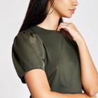 River Island Womens Woven Sleeve T-shirt