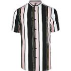 River Island Mens And Pink Stripe Short Sleeve Shirt