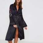 River Island Womens Satin Floral Embroidered Robe